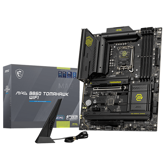 Материнская плата MSI MAG B860 TOMAHAWK WIFI B860, LGA1851, 4*DDR5, 2*PCIEx16, 1*PCIEx1, 3*M.2, 3*TypeC, 4*USB3.2Gen2, 2*USB3.2Gen1, 8*USB2.0, 4*SATA3.0, 5G, Type-C DP, DP, HDMI, ATX, RTL фото 1