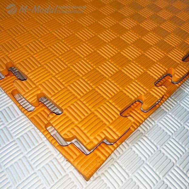 Мягкий модульный пол для детских игровых комнат 100x100 см, толщина 1,2 см, Цвет Оранжевый, Толщина модуля 12 мм. фото 1