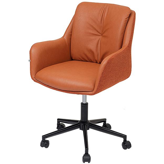 Стул на колесиках Allar, экокожа, рогожка, коричневый фото 1