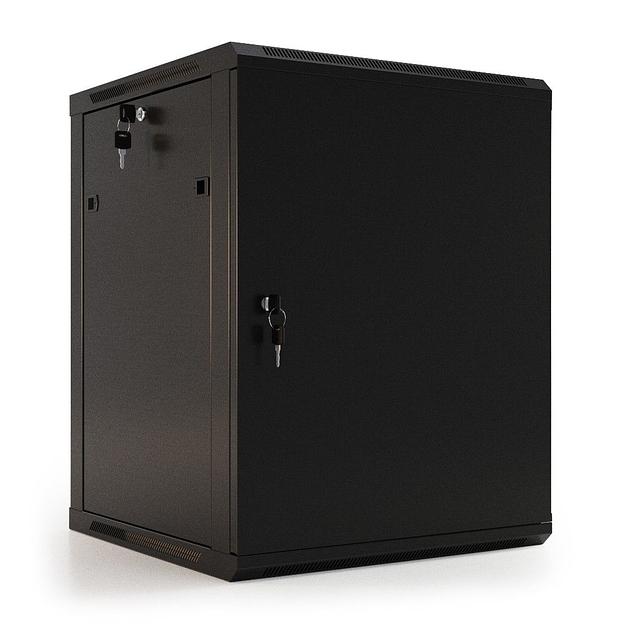 Шкаф коммутационный Hyperline (TWB-0645-SR-RAL9004) настенный 6U 600x450мм пер.дв.стал.лист 60кг черный фото 1