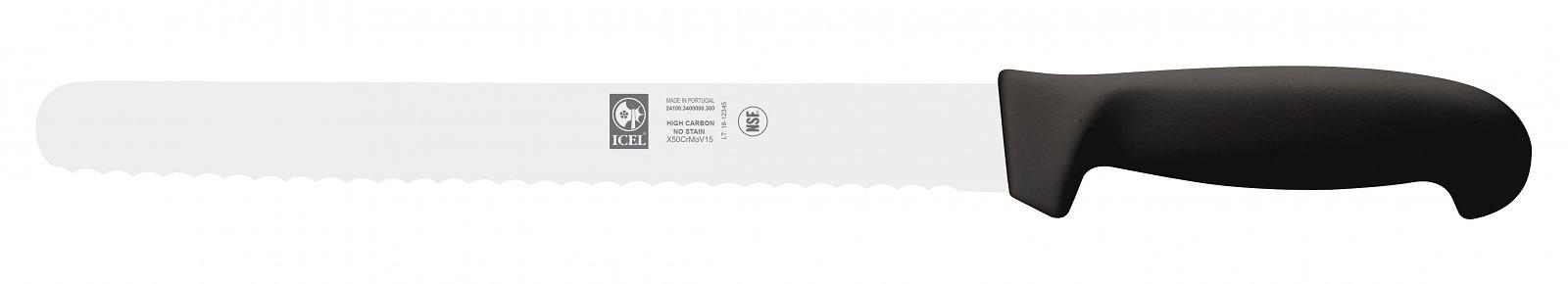Нож для нарезки 250/400 мм. с волн. кромкой, черный PRACTICA Icel /1/6/ фото 1