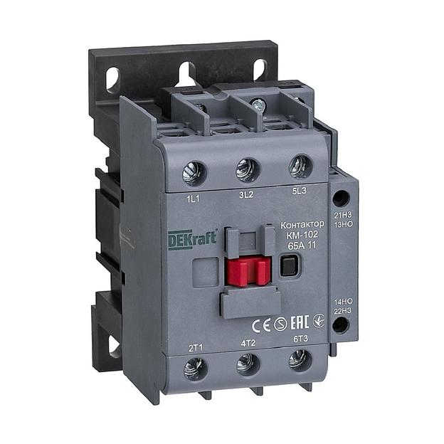 Контактор 65А 220В/230В АС3 АС4 1НО+1НЗ КМ-102 фото 1