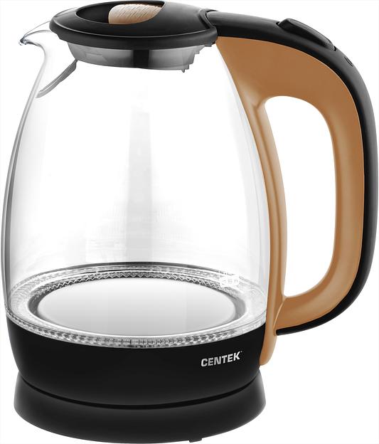Чайник электрический Centek CT-0056 1.7л. 2200Вт коричневый/бежевый (корпус: стекло) фото 1