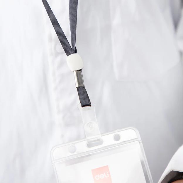 Шнурок для бейджа, зажим на кнопке, длина 48.5 см, чёрный ОПТ фото 2