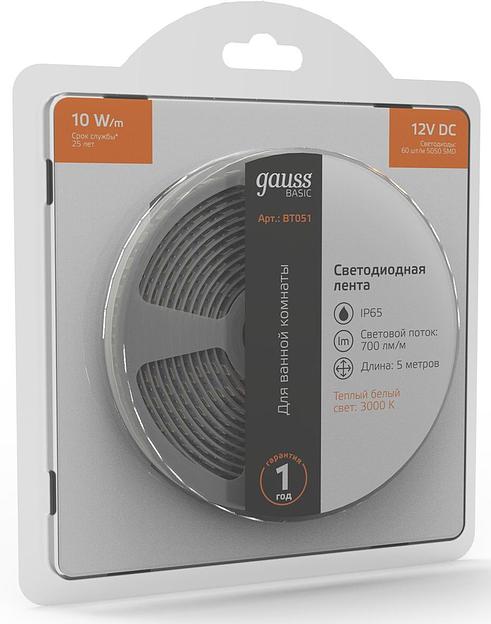 Лента светодиод. Gauss Basic 5м (BT051) фото 3