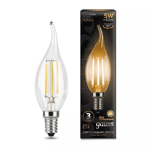 Лампа Gauss LED Filament Свеча на ветру 5W E14 420lm 2700K 104801105 ОПТ фото 1