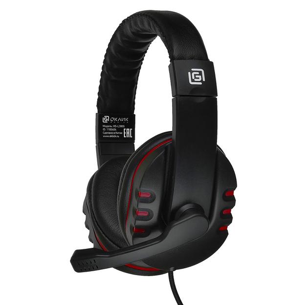 Наушники с микрофоном Оклик HS-L380G ABBADON черный/красный 1.8м мониторные оголовье (JD-032) фото 1