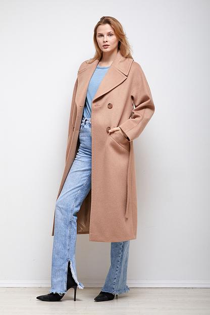 Женское демисезонное пальто двубортное Mmoda светлый кэмл, арт.2223425-7 фото 1