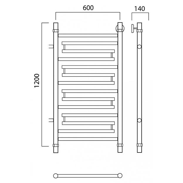 Полотенцесушитель водяной Роснерж Нео 2 L109001 120x60 с боковым подключением 600 фото 2