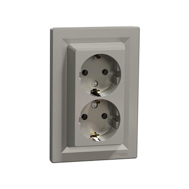 Розетка двойная SE EPH9900169 Asfora с заземлением в сборе винтовой бронза EPH9900169 фото 1