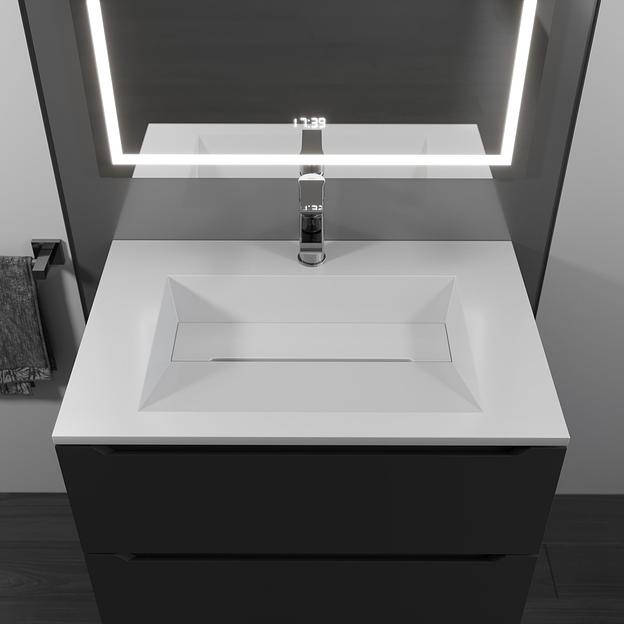 Тумба с раковиной для ванной Uperwood Tanos-Next 70 см, подвесная, черная матовая фото 3