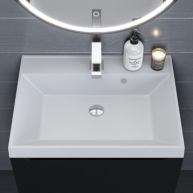 Раковина кварцевая для ванной комнаты Uperwood Classic Quartz 60 см, белая матовая, жасмин фото 4