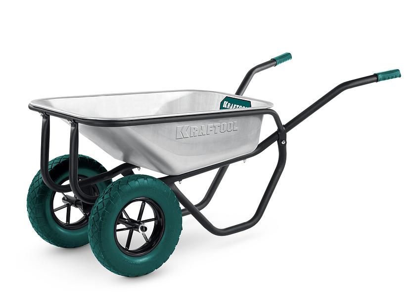 KRAFTOOL MAXDrive-2 110л, 280 кг, двухколесная, с трубным усилителем, кузов 0,9 мм, полиуретановые колеса, тачка строительная (39860) фото 1