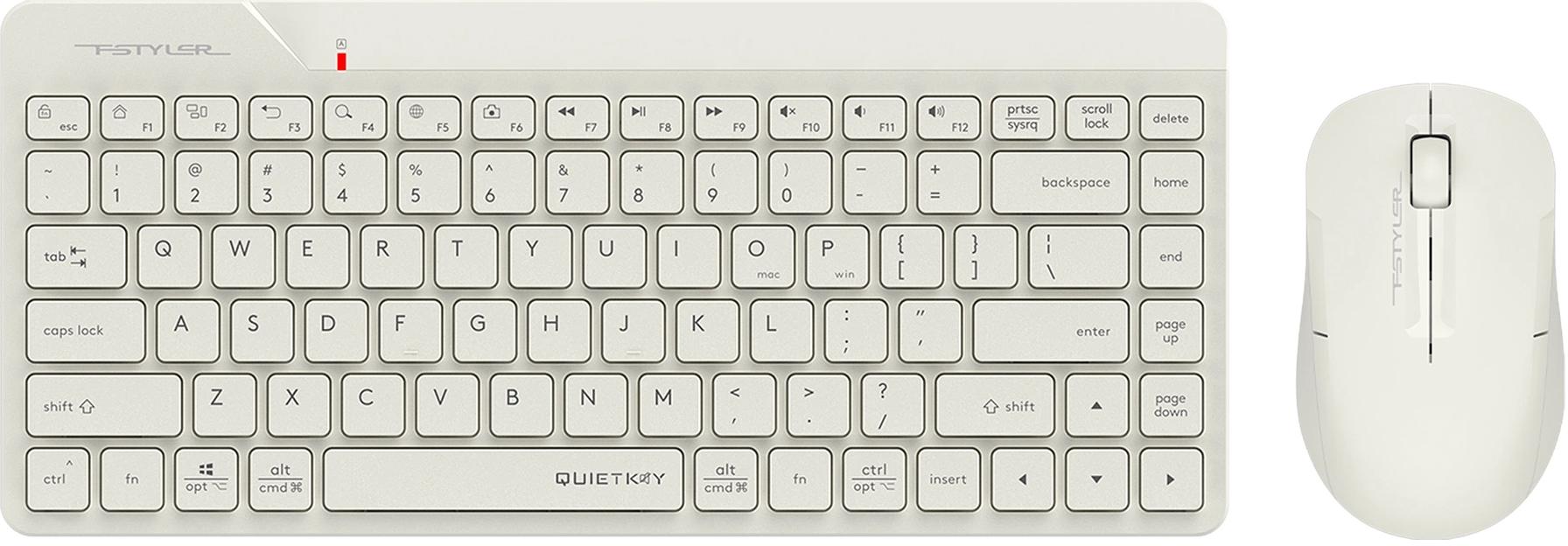 Клавиатура + мышь A4Tech Fstyler FG2200 Air2 клав:бежевый мышь:бежевый USB беспроводная slim (FG2200 AIR2 BEIGE) фото 1