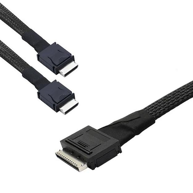 Кабель Amphenol RML80-0249/RML42-0249 Cable OcuLink SFF8611 8i to 2x SFF8611 4i, length= 80cm, OEM фото 1