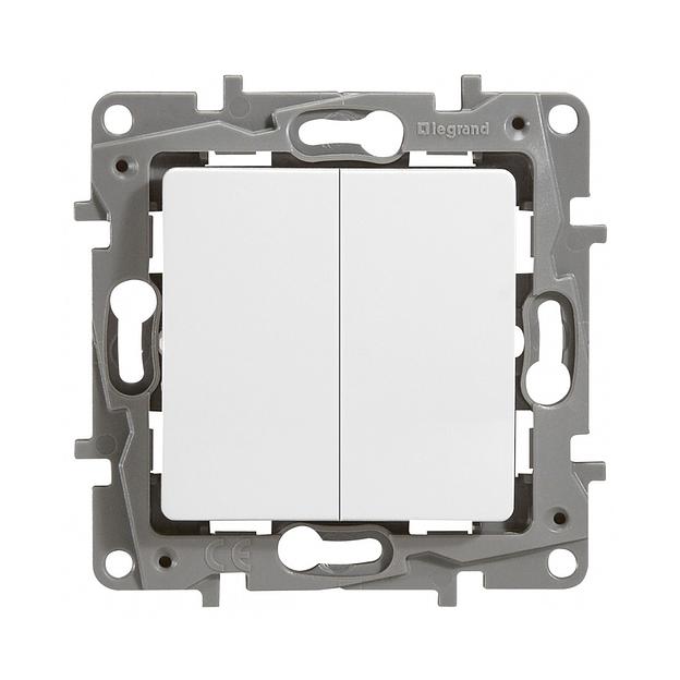 Выключатель двухклавишный Legrand Etika 10 A 250 В белый 672202 фото 1