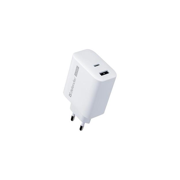 Сетевое зарядное устройство Defender UPA-165, USB-A, USB-C, 65Вт, 3.25A, белый [83582] фото 1