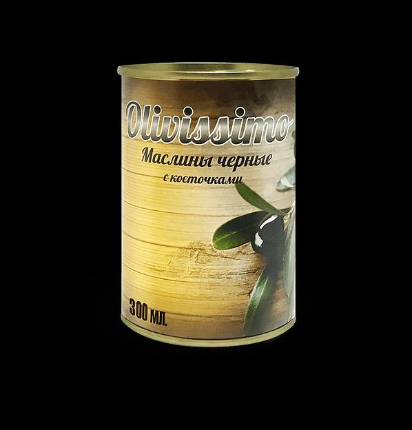 Маслины черные с косточкой «Olivissimo» 300 мл фото 1