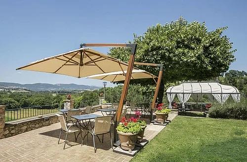 Зонт ART Home «Wood W-Lux» для летних кафе с 4-мя утяжелителями бежевый ОПТ фото 1