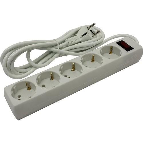 Exegate EX279360RUS Удлинитель ExeGate EC-5-3W (5 розеток, 3м, евровилка, белый) фото 1