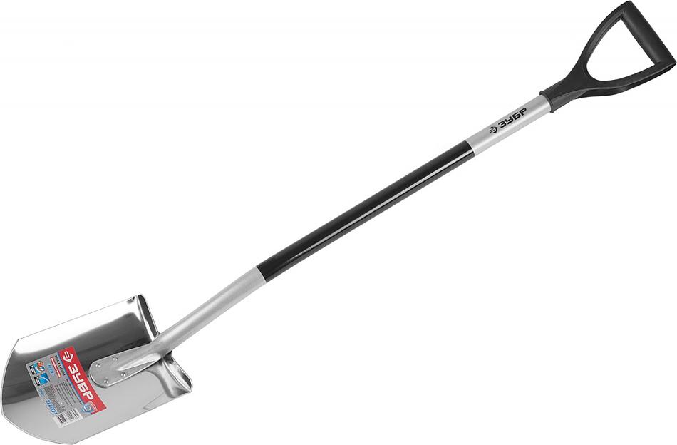 Лопата "Артель-НС" штыковая из нержавеющей стали, эргономичный алюминиевый черенок, с рукояткой, Зубр Профессионал [39407_z01] фото 1