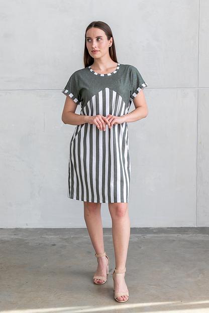 Платье женское летнее с декоративной кокеткой контрастного цвета Магия сна, модель П-22 ОПТ фото 2