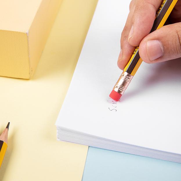 Карандаш чернографит. Deli EC004-HB HB шестигран. ластик коробка картонная (12шт) фото 8