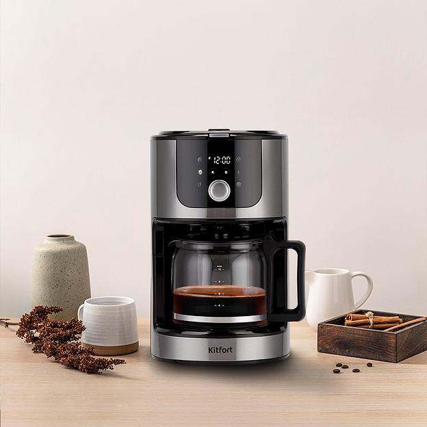 Кофемашина Kitfort КТ-782 1050Вт нержавеющая сталь/черный фото 6