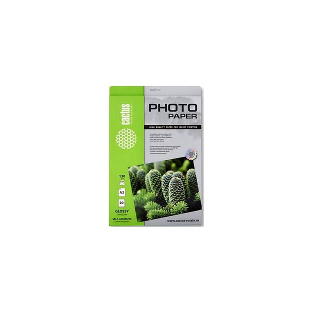 Фотобумага Cactus CS-GSA313020, A3, для струйной печати, 20л, 130г/м2, белый, покрытие глянцевое фото 1
