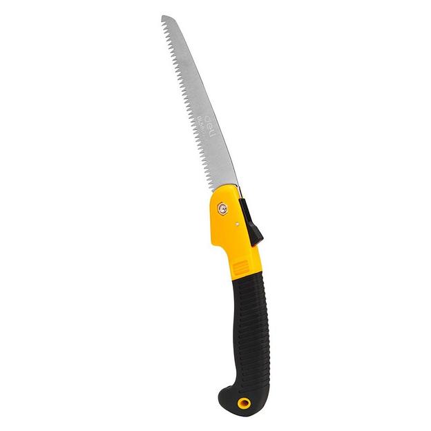 Садовая пила складная Deli DL580618 180мм, сталь 65MN, шаг зубьев 7 TPI, обрезиненая ручка, шлифовка зубов с 3-х сторон, двухрядное распределение кромок фото 1