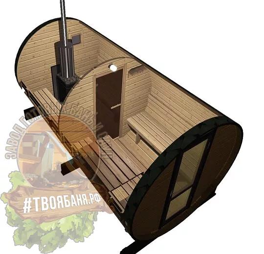 Круглая баня-бочка 4 м Сосна (2 отделения) фото 1