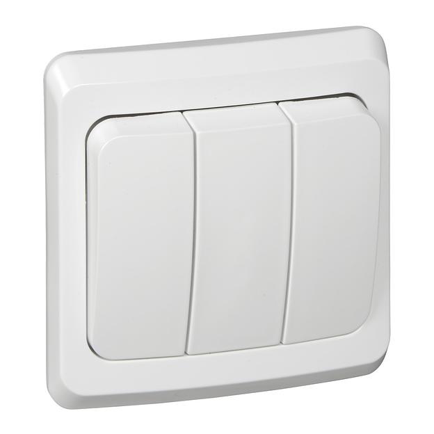 Systeme electric BC10-003B ЭТЮД С/У 3-клавишный ВЫКЛЮЧАТЕЛЬ 10 АХ, БЕЛЫЙ, Россия фото 2