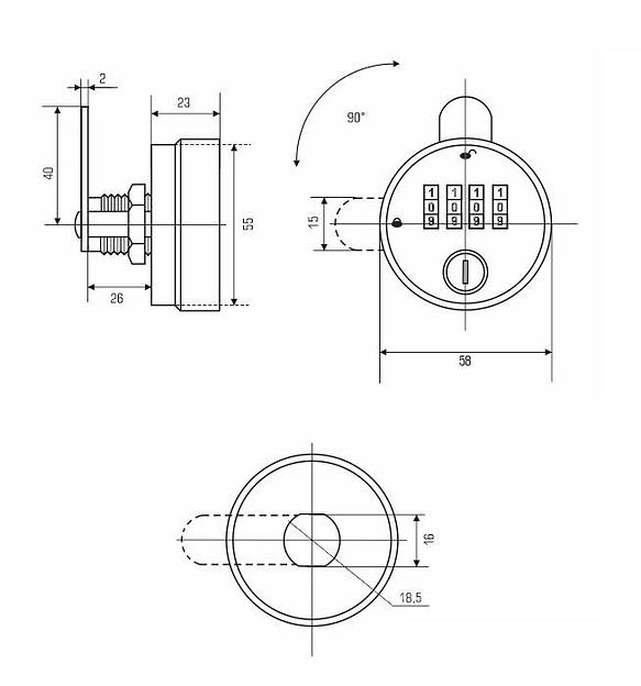 Замок мебельный кодовый 099-26 WT фото 2