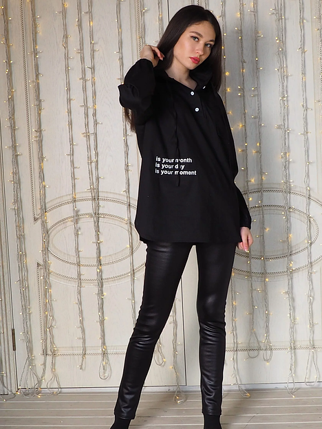 Рубашка женская Verenika «Твой день» черная 42-44 ОПТ фото 4