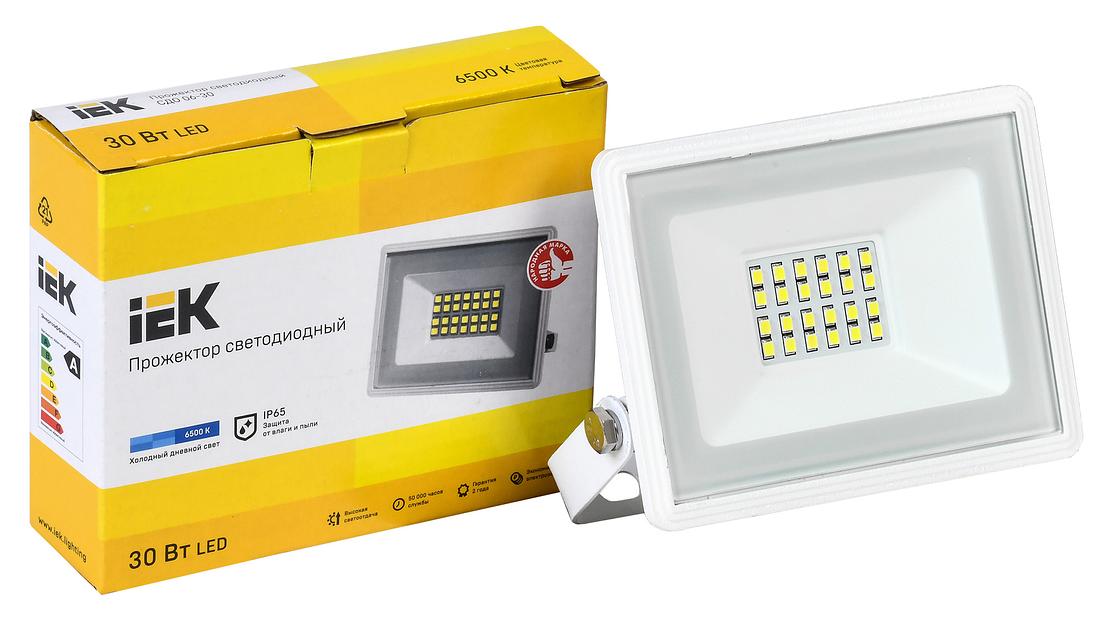 Прожектор уличный IEK СДО LPDO601-30-65-K01 светодиодный 30Вт корп.алюм.белый фото 3
