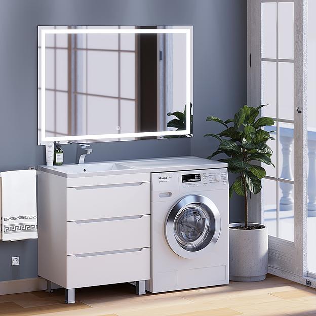 Тумба под стиральную машину Uperwood Tanos 60 см, напольная, белая, 3 ящика фото 6