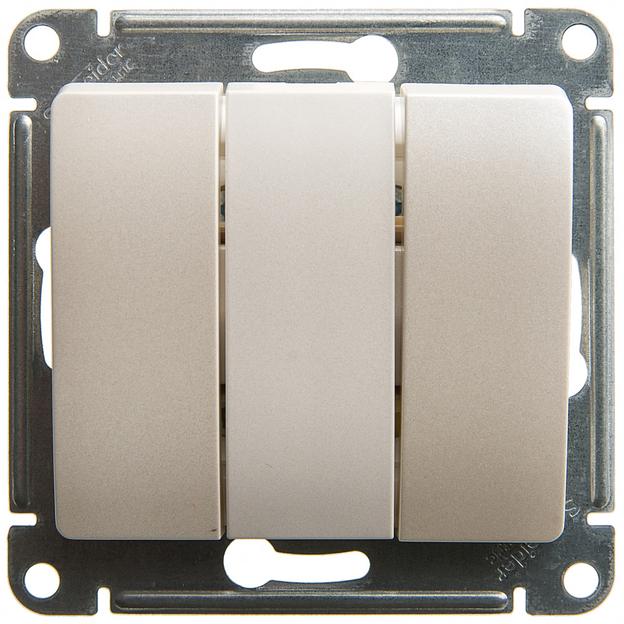 Systeme electric GSL000631 GLOSSA 3-клавишный ВЫКЛЮЧАТЕЛЬ, сх.3, 10АХ, механизм, ПЕРЛАМУТР фото 3