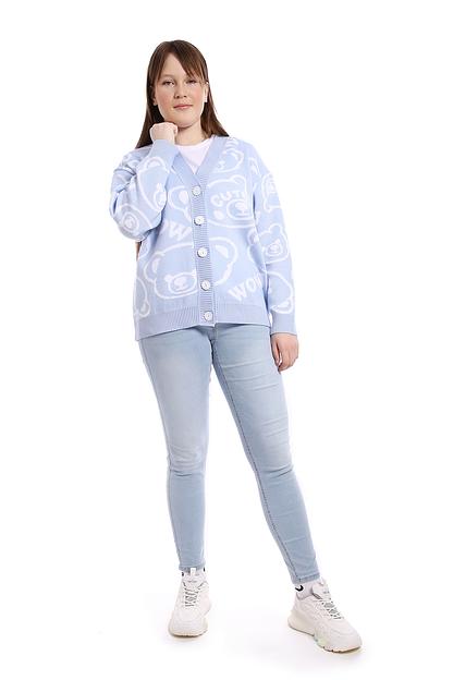 Жакет женский арт.1512, голубой ОПТ фото 3