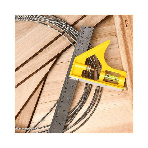 Линейка строительная с угольником и уровнем Deli DL7300Y 300мм, нержавеющая сталь, пузырьковый уровень фото 5