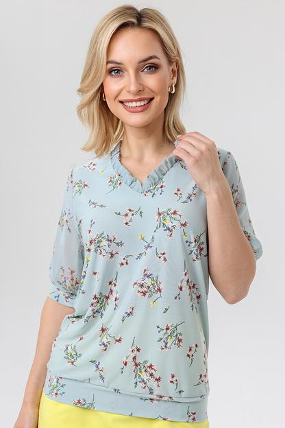 Блузка женская  7015-22/04/Мятный, бежевый  фото 4