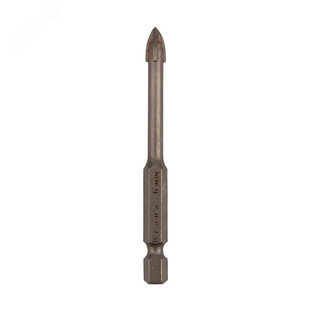 Сверло по стеклу и керамике 6 мм 4 грани шестигранный хвостовик фото 1