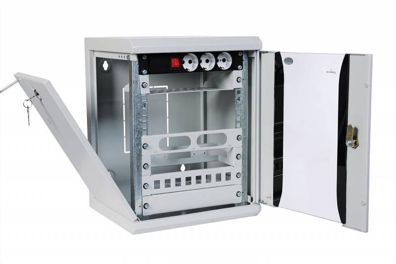 Шкаф коммутационный ЦМО ШРН-8.255-10 8U 320x305мм пер.дв.стекл серый фото 3