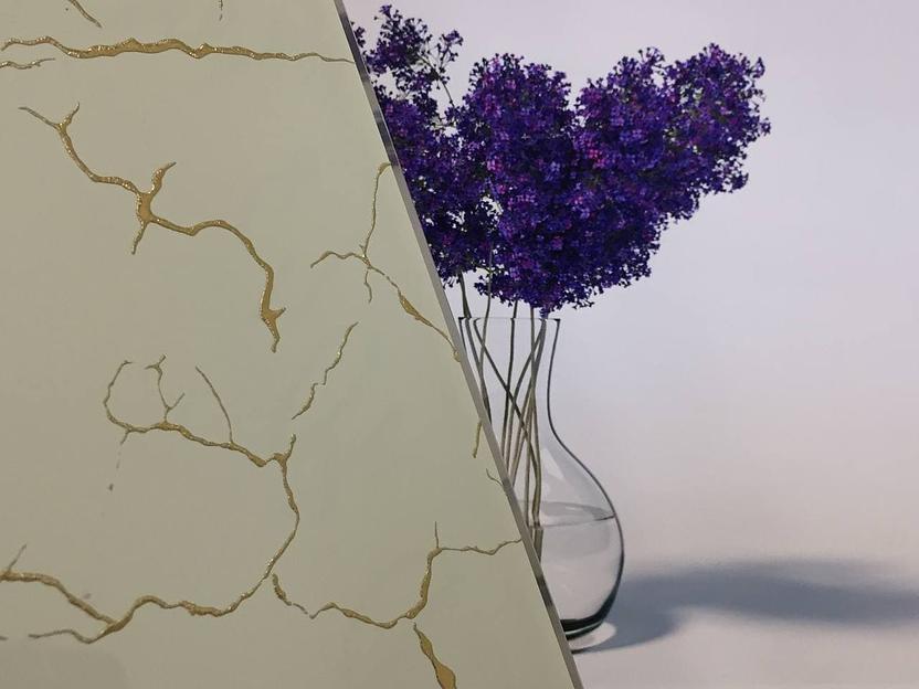 Межкомнатная дверь Invisible Macael (декор из керамики) на заказ фото 7