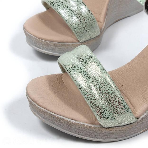 Босоножки женские из натуральной кожи на танкетке р-р.34, арт.МТ445 мятный ОПТ фото 3