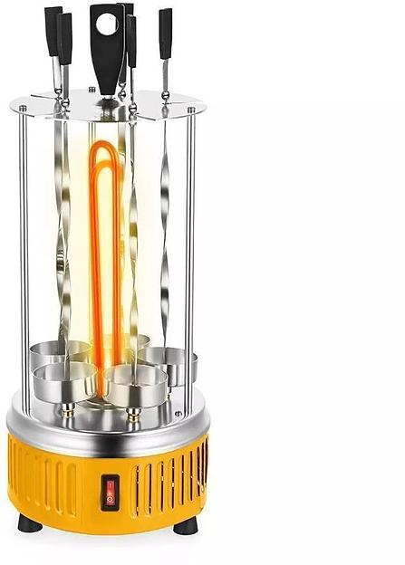 Шашлычница электрическая Kitfort КТ-1408 900Вт нержавеющая сталь/желтый фото 4