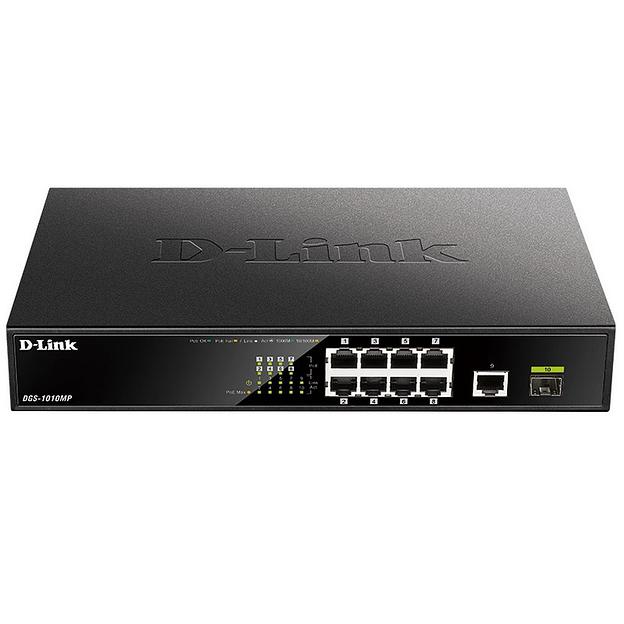 Коммутатор D-Link DGS-1010MP/A1A 9G 1SFP 8PoE 125W неуправляемый фото 2