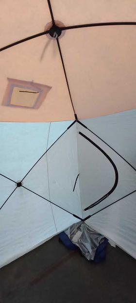 Недорогая зимняя палатка куб 2, 180х180х200 см, бело-оранжевая фото 2