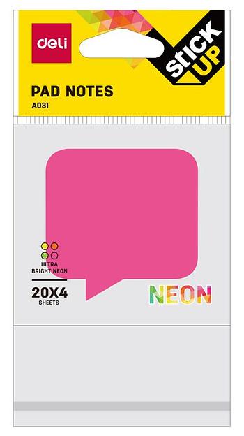 Закладки самокл. бумажные Deli EA03102 76х76мм 1цв.в упак. 20лист неон фото 3