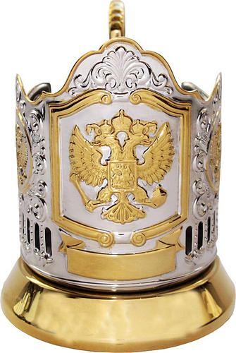 Подстаканник никелир. с позолотой Герб РФ /1/ фото 1