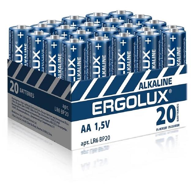 Ergolux.. LR6 Alkaline BP20 ( LR6 BP20, батарейка,1.5В) (20 шт. в уп-ке) фото 1